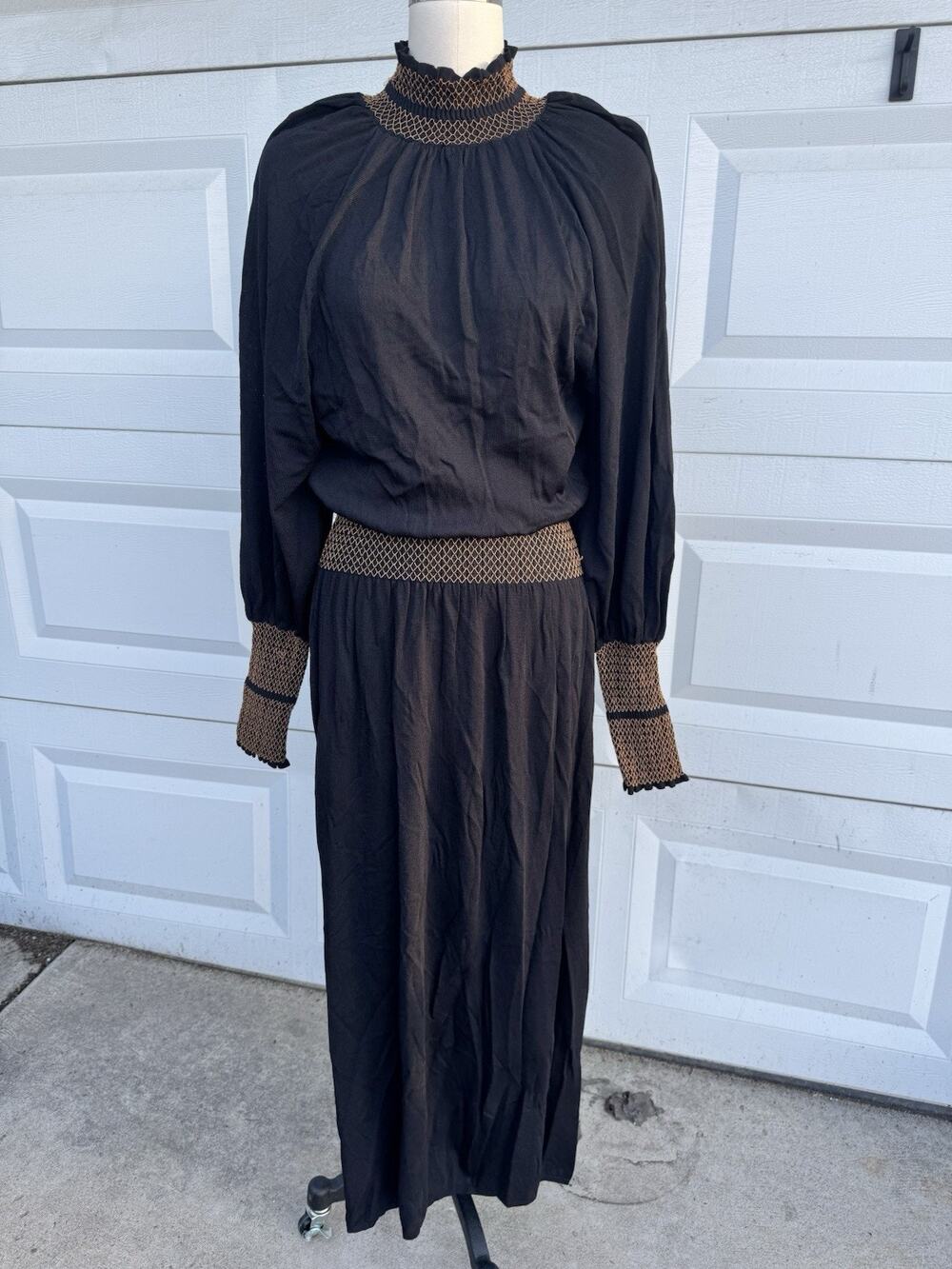 Zara Long sleeve Maxi Dress Black Sz M